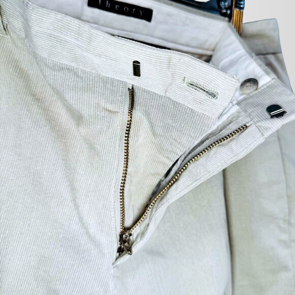 Theory Men's Pinstripe Flat Front Shorts in Beige - 33 - Picture 8 of 15